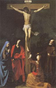 TOURNIER, Nicolas The Crucifixion with St.Vincent de Paul (mk05) Norge oil painting art